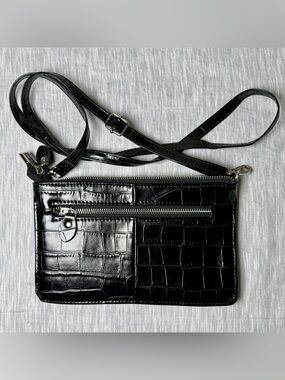Befen Crocodile Embossed Crossbody Clutch Black Quiet Luxury Old Money